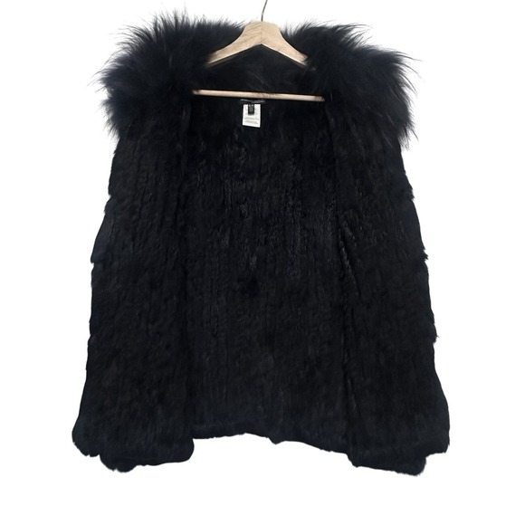 Conrad Luxury Vest Size M Black Rabbit Fur Raccoon Black Designer Whimsigoth - Picture 7 of 9